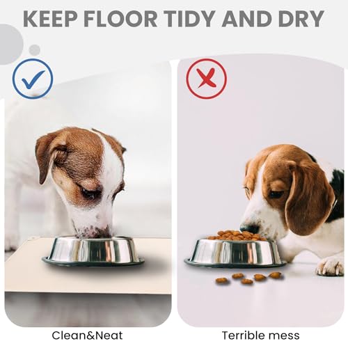 WePet Non-Slip Waterproof Pet Feeding Mat, 20x12 Inch - Silicone Dog & Cat Food Mat with Raised Edge to Stop Food Spills and Water Spills - Dishwasher Safe, Easy Clean - color: #08 Beige Solid