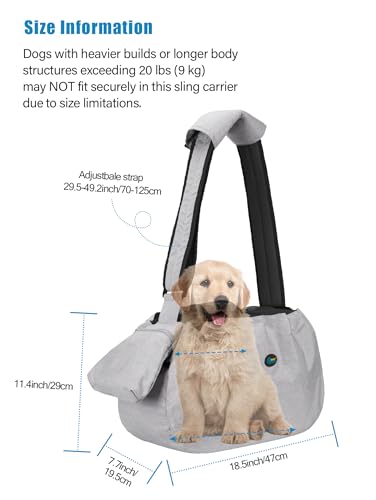Ownpets Pet Sling Carrier, Fits 15 to 25lbs Extra-Large Dog/Cat Sling Carrier Reversible and Hands-Free Dog Bag with Adjustable Strap and Pocket Shoulder Pad for Outdoor Travel Hiking - color: Grey