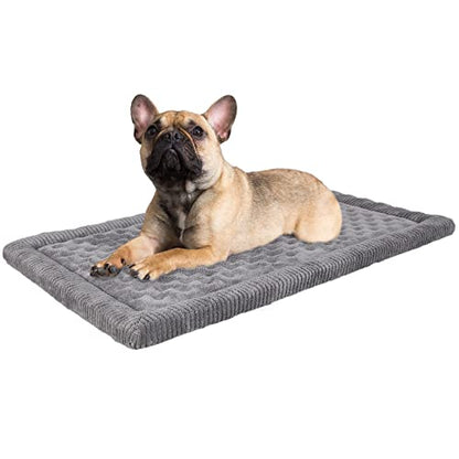 Dog Crate Pad 30x19 inch Gray Memory Foam Dog Bed Mat Small Medium Grey Washable Puppy Sleeping Bed Anti Slip - color: Grey, size: Medium