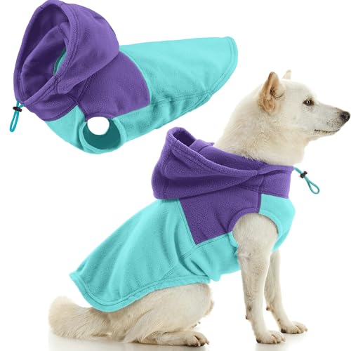 Gooby Fleece Vest Hoodie Two Tone - Turquoise, X-Large - Soft Fleece Vest Hoodie with Durable Metal Leash Ring Stylish Two Tone Dog Hoodie for Small to Medium Dogs - color: Turquoise Two Tone, size: X-Large (Around 23-lb)