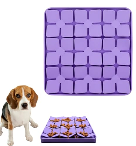 Pet Silicone Snuffle Mat Dog Feeding Mat Non-Slip Slow Feeder Puzzle Mat No Hurt for Dog's Nose for Smell Training Slow Eating (Purple) - color: Purple