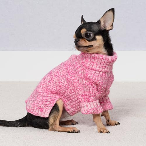 Fitwarm Knitted Turtleneck Dog Sweater, Cozy Dog Winter Clothes for Small Dogs Girl, Holiday Pet Outfit, Heather Pink, Small - color: Heather Pink, size: Small