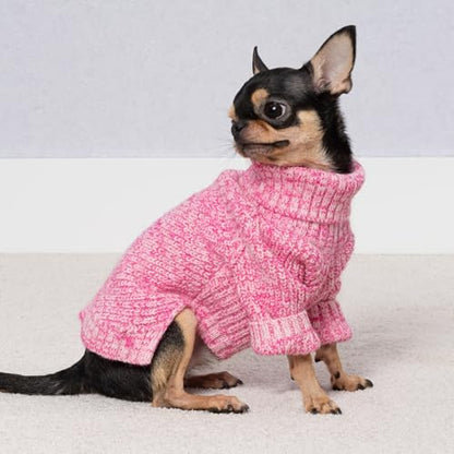 Fitwarm Knitted Turtleneck Dog Sweater, Cozy Dog Winter Clothes for Small Dogs Girl, Holiday Pet Outfit, Heather Pink, Small - color: Heather Pink, size: Small