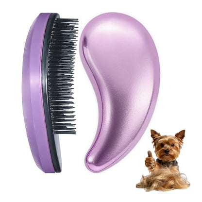 Small Dog Brush- Grooming Tool for Teddy, Yorkies, Maltese, Shih Tzu, Chihuahua - Puppy Hair Brush (Electroplating Purple) - color: Electroplating Purple
