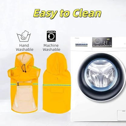 Reflective Strip Dog Raincoat, Ultra - Light Breathable Waterproof Rain Jacket with Hood, Adjustable Sizes for Small/Medium/Large Dogs, (S) - size: S