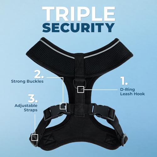 Best Pet Supplies Voyager Aerolite Over the Head Dog Harness, No Pull Breathable Air Mesh Vest, Quick Dry with Reflective Stitching, Adjustable Escape Resistant Harness - Black, X-Small - color: Black, size: XS
