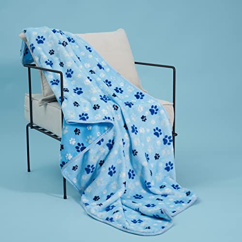 Allisandro Luxurious Dog Blanket, Extra Softness 350 GSM Flannel Fleece Pet Throw for Small Medium and Large Dogs Puppies and Cats, Blue, 40 × 32 Inches - color: Blue Paw, size: 40" x 32"