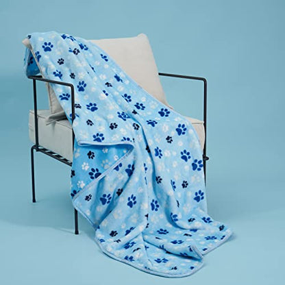 Allisandro Luxurious Dog Blanket, Extra Softness 350 GSM Flannel Fleece Pet Throw for Small Medium and Large Dogs Puppies and Cats, Blue, 40 × 32 Inches - color: Blue Paw, size: 40" x 32"