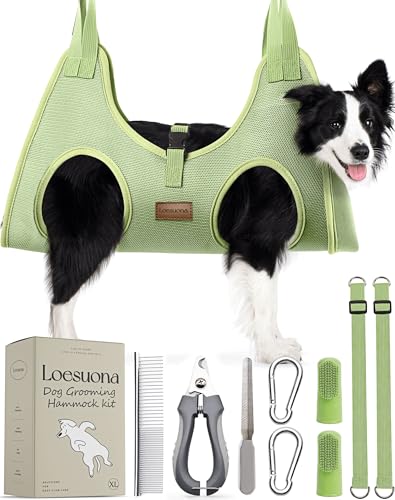 Dog Grooming Hammock – for Dogs Cat Grooming Hammock,Dog Sling for Nail Trimming with Dog Nail Clippers for Small Dogs,Dog Hammock for Nail Trim,Dog Hanging Harness for Nail Trimming - size: XL ( Legs Distance : 9.5-18.8" / Max W：80lb )