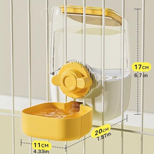 Pet Dog Cat Hanging Automatic Feeders Drinking Bowls, Auto Gravity Rabbits Feeder No Drip Water Set, Cage Pet Feeding Bowls Dispenser for Cats Dogs Puppy, Rabbit (Yellow) - color: Yellow