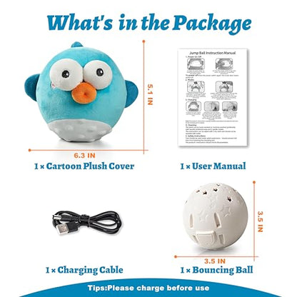 GUKCO Dog Toys,Rechargeable Crinkle Chew Interactive Squeaky Toy with Jumping Music Moving Ball for Small Medium Large Breed Puppy Toys to Keep Pets Busy (Puffer) - color: Puffer
