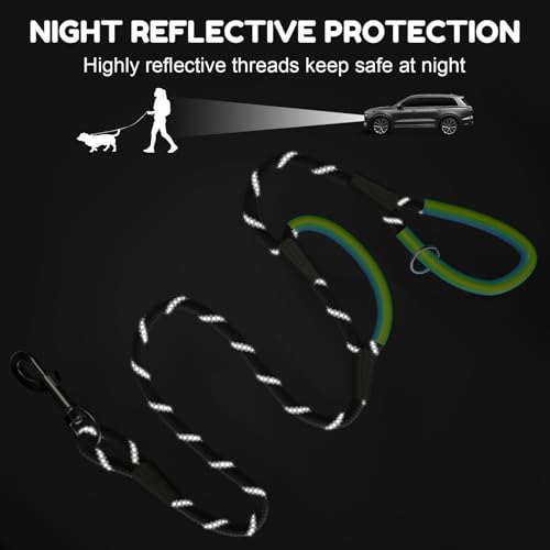 Dog Leash Heavy Duty 4/5/6ft XiaZ 2 Handles Dog Leashes for Medium Large Dogs 1/2 Inch 1000lb Strength Reflective PVC Waterproof-Handles Metal Hook Dual-Handle Rope Leash Nighttime Safety - color: Black, size: 5FT (1/2")