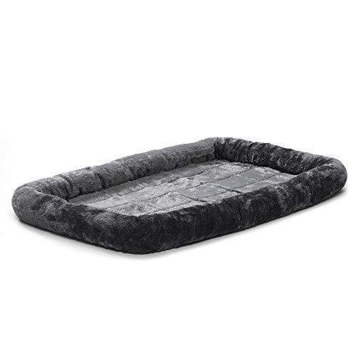 MidWest Homes for Pets QuietTime Dog Bed - Gray Faux Fur Bolster, Ultra-Soft and Machine Washable, Fits 42-Inch Crates and Carriers, for Large Breed Dogs - color: Grey, size: 42 Inch