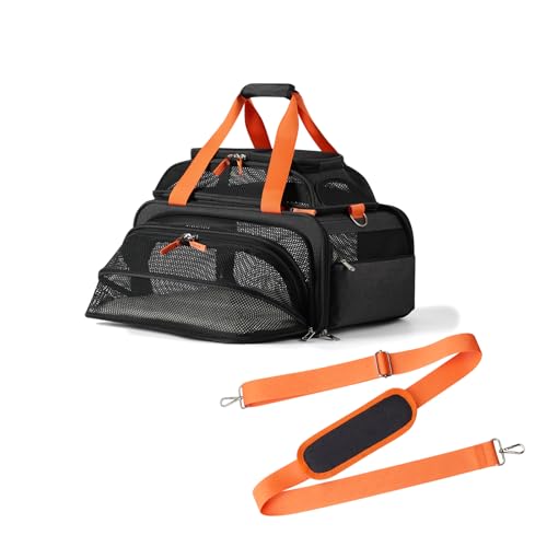 pidipiti 17x12.5x8.5 TSA Approved Expandable pet Carrier for Extra-Small Dog Under 6 lbs,Small-Medium cat Under 8 lbs,for jetblue and Other Airlines only Have 8.5'' Height Space underseat - color: black, size: 17"L x 12.5"W x 8.5"H