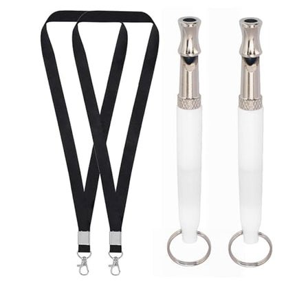 2 Pack Dog Whistle, Dog Whistle to Stop Barking Neighbors Dog, Adjustable Ultrasonic Silent Dog Whistle, Professional Recall Dog Training Whistles, with Lanyard (White) - color: White