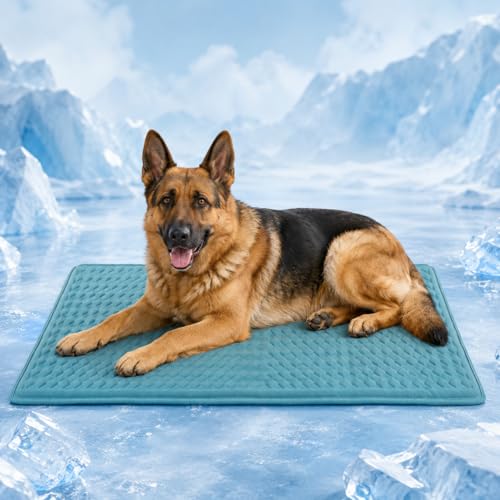 GOLOPET Newly Upgraded Large Dog Cooling Mat 34x23 in,Ice Breathable Fabric, Solid Silicone Honeycomb Heat Dissipation Structure, Long-Lasting Coolness Cooling Mat for Dogs(Q-Max>0.5) - size: 34 x 23 in