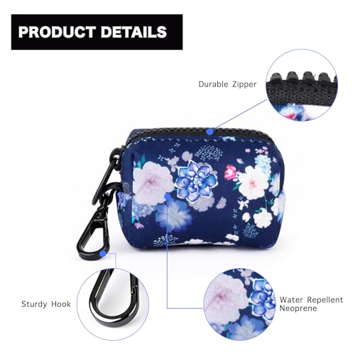 Petmolico Dog Poop Bag Holder Leash Attachment, Dog Waste Bag Dispenser Zippered Pouch, Fits Any Dog Leash, Includes Free Roll of Dog Bags, Poop Bag Dispenser - 2 Packs, Mixed Blue & White - color: Dark Blue & White
