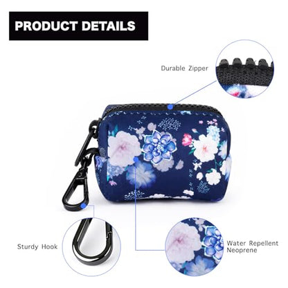 Petmolico Dog Poop Bag Holder Leash Attachment, Dog Waste Bag Dispenser Zippered Pouch, Fits Any Dog Leash, Includes Free Roll of Dog Bags, Poop Bag Dispenser - 2 Packs, Mixed Blue & White - color: Dark Blue & White