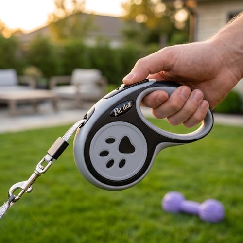 Retractable Dog Leash for Small Medium Dogs One-Click Brake & Lock Anti-Slip Ergonomic Handle 360° Tangle-Free Zinc Alloy Hook Durable ABS Casing-9.84feet Black - color: Black, size: 1