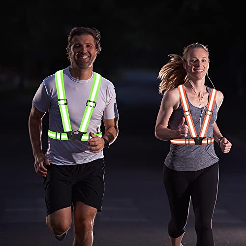High Visibility Reflective Vest Safety Vest Running Reflective Gear Adjustable Reflective Vest for Walking,Jogging,Hiking,Night Cycling - color: Fluorescent Yellow