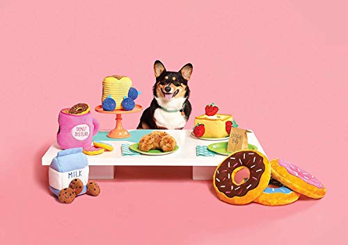 ZippyPaws Burrow- Interactive Dog & Puppy Toys for Boredom, Stimulating Pet Products to Keep Them Busy, Hide & Seek Plush Puzzles, Squeaky Toy for Enrichment, for Small & Medium Dogs- Popcorn Bucket - style: Popcorn Bucket