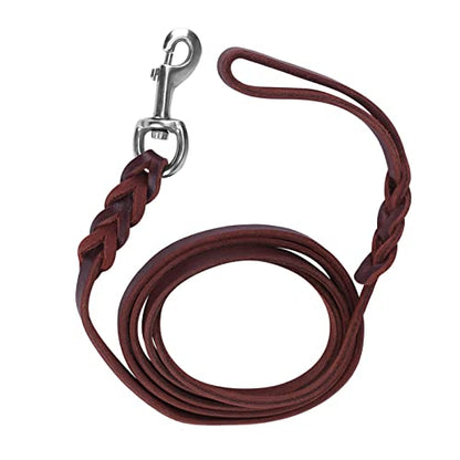 SUNGOOYUE Dog Lead Leash Leather Training Safety Rope 1.6m Padded Handle Lobster Clasp for Walking Running Hiking Medium Dogs (The Material Length is 2 Meters and the net Length) - size: The material length is 2 meters and the net length