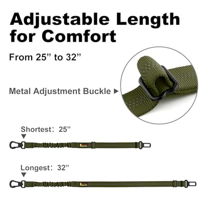 Plutus Pet Dog Seat Belt for Car, Adjustable Dog Car Harness with Carabiner Clip, Reflective Safety Dog Seatbelt Leash with Elastic Bungee, Ranger Green - color: Ranger Green