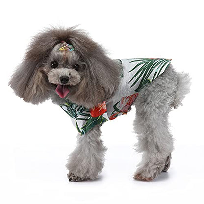 Tangpan Summer Pet Daisy Hawaiian Beach Plaid Print Shirts Clothes for Dog S09 White M - color: Y White, size: Medium