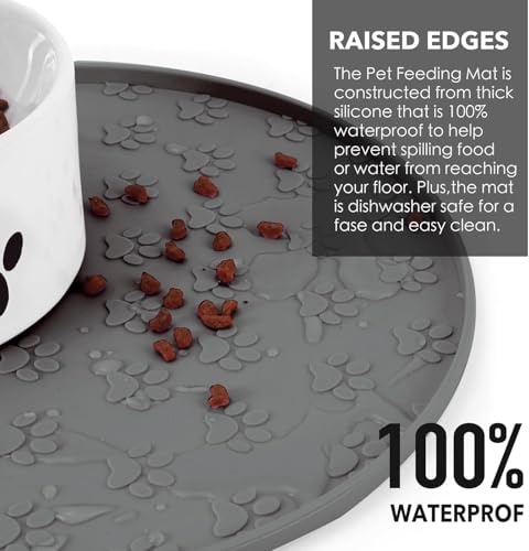 Dog Food Mat for Food and Water, Waterproof Pet Food Mat with Edges, Nonslip Dog Feeding Mat for Protecting Floors (1Pack Grey) - color: 1Pack Grey