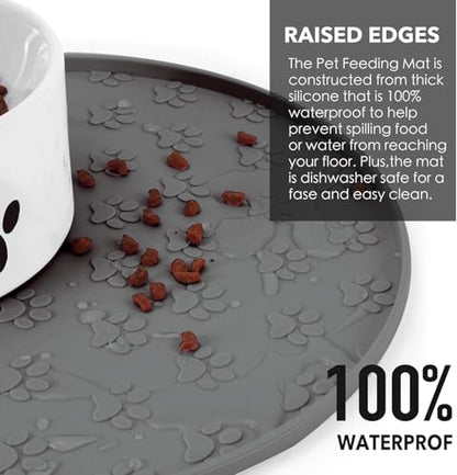 Dog Food Mat for Food and Water, Waterproof Pet Food Mat with Edges, Nonslip Dog Feeding Mat for Protecting Floors (1Pack Grey) - color: 1Pack Grey