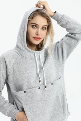 Pet Cat Dog Pouch Hoodie Small Animal Carrier – Kitten Puppy Pouch Sweatshirt Holder Fleece Unisex Hoodies Light Grey - color: Light Grey, size: Large