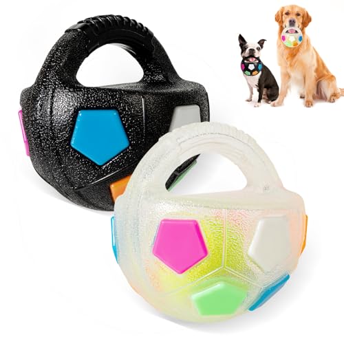 Dog Toy Ball with Handle, Toss and Fetch Play, Interactive Ball for Dogs Playing, Squeaky Floating (2pc) - color: 2-pack