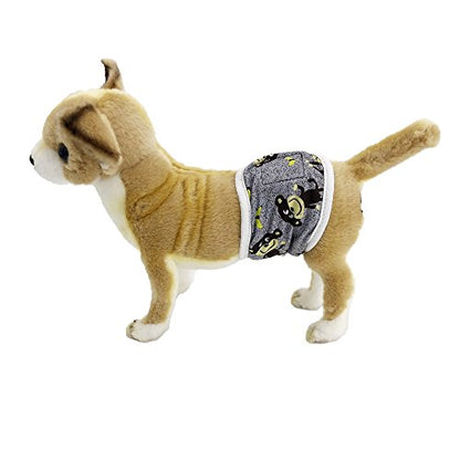 Set - 3pcs Dog Puppy Diaper Male Boy Belly Band Reusable Washable for Small Dog Breeds (Gray - Blue - Gray, M - Waist 11" - 12") - size: M - Waist 11" - 12"