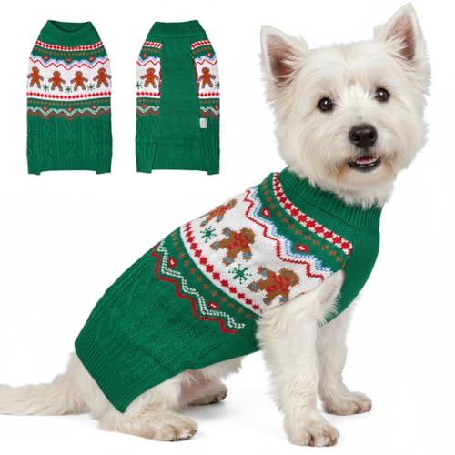 LUBOT NEW Ugly Christmas Sweaters for Puppy Cute Funny Wintertime and Holiday Parties Knitted Pullover Sweater Santa Small Dog Green Gingerbread Small - color: Green Gingerbread, size: Small
