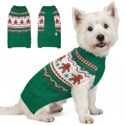 LUBOT NEW Ugly Christmas Sweaters for Puppy Cute Funny Wintertime and Holiday Parties Knitted Pullover Sweater Santa Small Dog Green Gingerbread Small - color: Green Gingerbread, size: Small