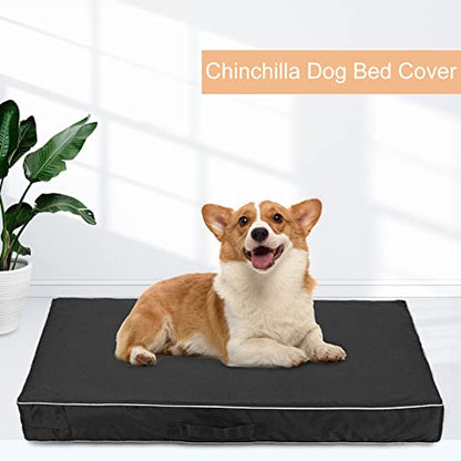 Chinchilla Waterproof Heavy Dog Bed Cover Washable, with Zipper Opening Fillable Universal Dog Bed Replacement Cover.Cover Only (XXXX-Large, Black) - color: Black, size: XXXX-Large(48" L × 36" W × 4" H)