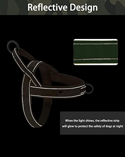 Green No Pull Dog Harness for Small Medium Large Sized Dog, Reflective Escape Proof Adjustable Dog Harnesses with 2 Patch, M - color: Green, size: M-Chest size 22-27.5''