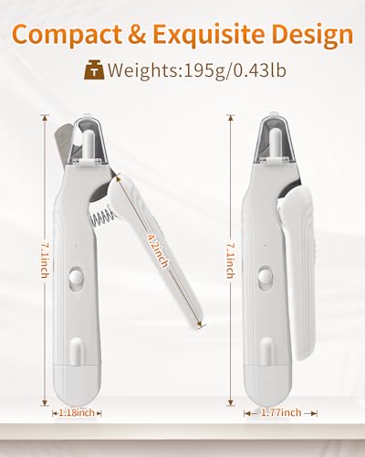 2-in-1 Cat & Dog Nail Clippers & Grinder with LED Light to Avoid the Quick | Quiet USB Rechargeable Pet Nail Trimmer with Safety Guard for Small Medium Large Pets