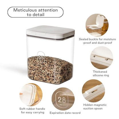 LivLab Mker Airtight Dog Food Storage Container 5 lbs - Pet Food Containers with Lids, Keeps Dry, Flour & Rice Storage Bin with Measuring Cup, Dog Treat & Cat Food Holder (6 lbs) White - color: (D983)-11L-1