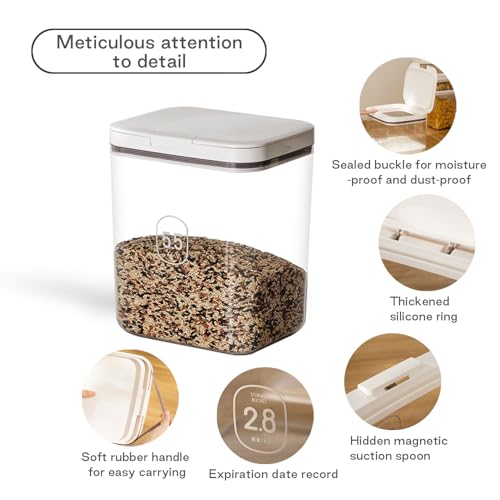 LivLab Mker Dog Food Storage Container 5 lbs Airtight Pet Food Storage Containers with Lids, Cat Food Container, BPA Free, Rice Container, Flour Dispenser(6 lbs), white - color: (D979)-5.5L