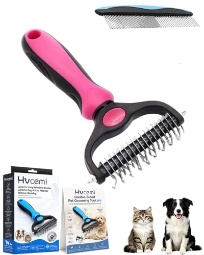 Double-Sided Pet Grooming Tool pro Brush for Deshedding Dog Brush Removes Tangles Knots and Loose Fur Long Haired Pet Brushes Comb for Dogs & Cats Pets Hair Remover Shedding(1pcRed(L)) - color: 1pcRed(L)
