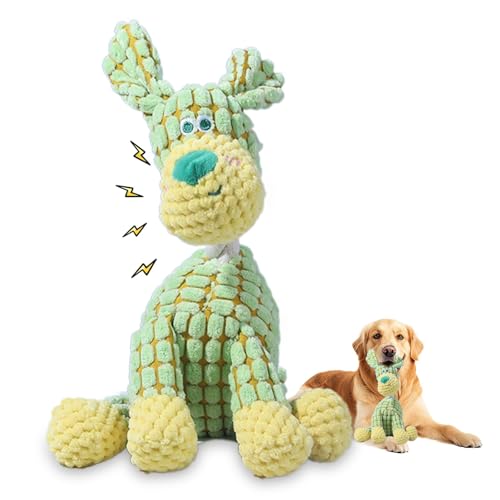 2025 New Dog Toys, Indestructible Plush Dog Toy, Dogs Toys for Aggressive Chewers, Dogs Squeaky Chew Toy for Indoor Pups Teething (Green 1pcs) - color: Green 1pcs