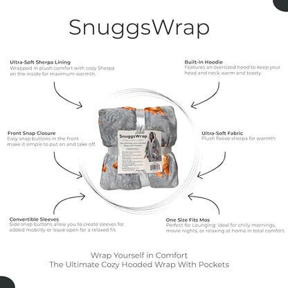E&S Pets Sherpa Wearable Blanket Hoodie for Women – Soft Fleece Snuggs Wrap – 32 Dog & Cat Breeds – Warm Pet Lover Gifts - color: Tabby Orange