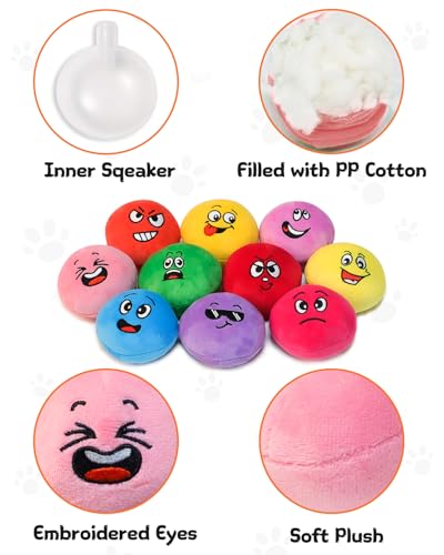 Squeaky Dog Toys, Interactive Soft Plush Puppy Toy Balls for Small Medium Breed, Cute Stuffed Pet Teething Ball Pack to Keep Dogs Busy - size: Small