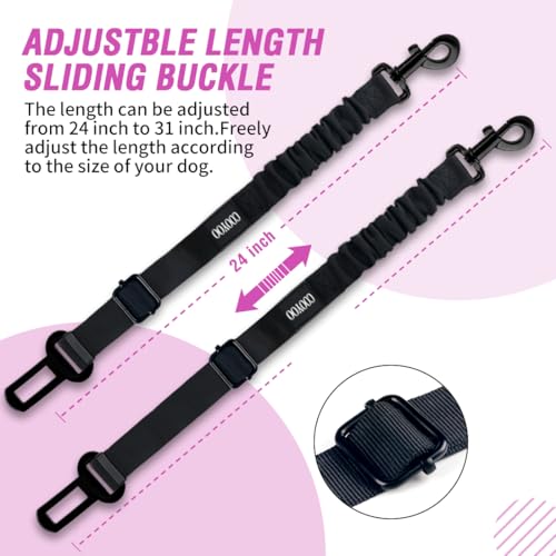 COOYOO Dog Seat Belt, Durability Retractable Dog Car Harness Adjustable Dog Seat Belt for Vehicle Nylon Pet Safety Seat Belts Heavy Duty & Elastic - color: Set 01 Pack C-Pink