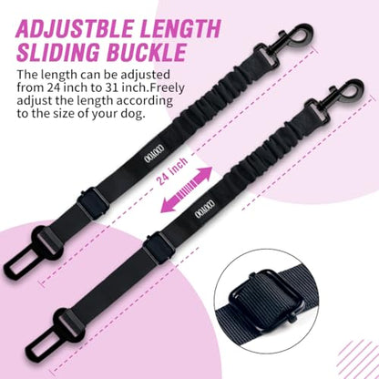 COOYOO Dog Seat Belt, Durability Retractable Dog Car Harness Adjustable Dog Seat Belt for Vehicle Nylon Pet Safety Seat Belts Heavy Duty & Elastic - color: Set 01 Pack C-Pink