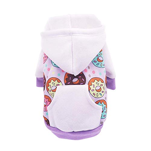 Purple Puppy Dog Hoodies for Small Medium Dogs, Christmas Hooded Sweatshirt with Pocket Pet Cat Hoody Clothes Sweaters Fleece Coat Dog Costume Winter - color: Purple Donut, size: X-Large
