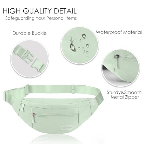 MAXTOP Large Crossbody Fanny Pack with 4-Zipper Pockets,Gifts for Enjoy Sports Festival Workout Traveling Running Casual Hands-Free Wallets Waist Pack Phone Bag Carrying All Phones - color: Sage Green, style: Large Fanny Pack(4 Zipper Pockets)