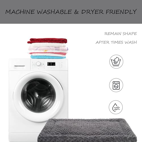 Washable Dog Bed Mat Crate Pad Soft Fluffy Pet Kennel Beds Dog Sleeping Mattress for Large Jumbo Medium Small Dogs, 48 x 30 Inch, Gray - color: Grey, size: 48.00" x 30.00" x 1.50"