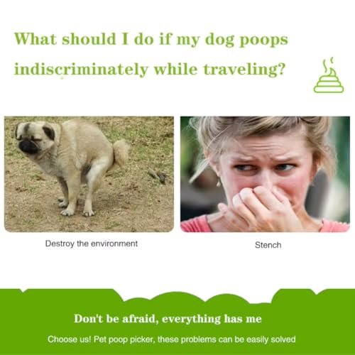28" Pooper Scooper Foldable Green Dog Pooper Scooper Dog Poop Scoop with Unbreakable Material and Durable Spring Easy to Use for Grass, Dirt, Gravel - color: Green